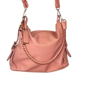 Elegant Pink Leather Shoulder Bag